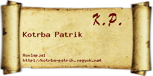 Kotrba Patrik névjegykártya